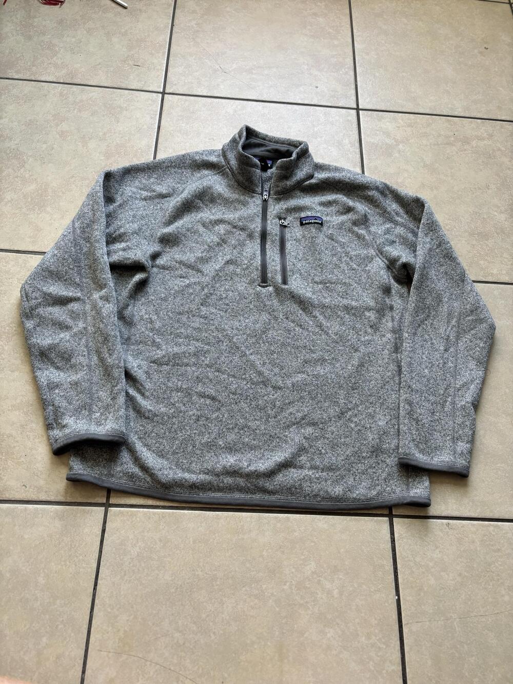 Patagonia Sweater Mens Large Gray Fleece 1/4 Zip Mock Neck Pullover Chest Pocket